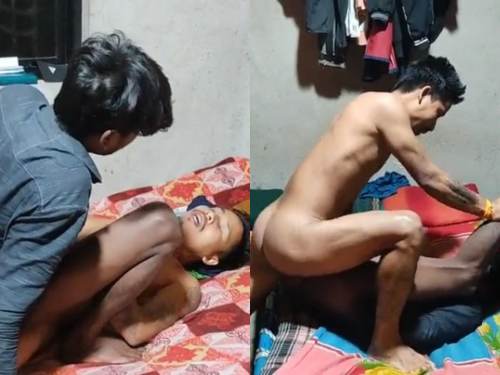 Wild sex party of three Bihari gay friends at night