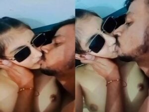 Stylish GF kissing with viral boobs show
