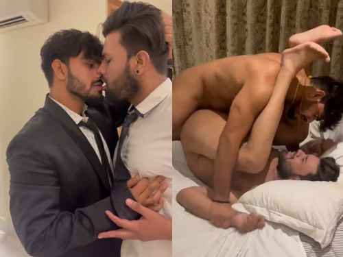 Aggressive Desi Rich gay Boy's Hotel room blowjob and fucking