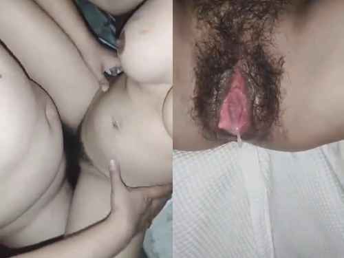 Sex wife fucking by husband friend with a love bite in boobs