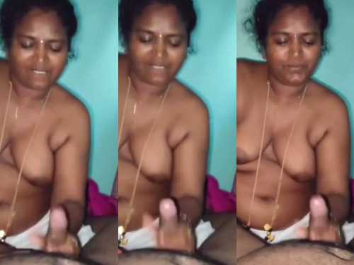 Telugu Bhabhi giving hot handjob to husband