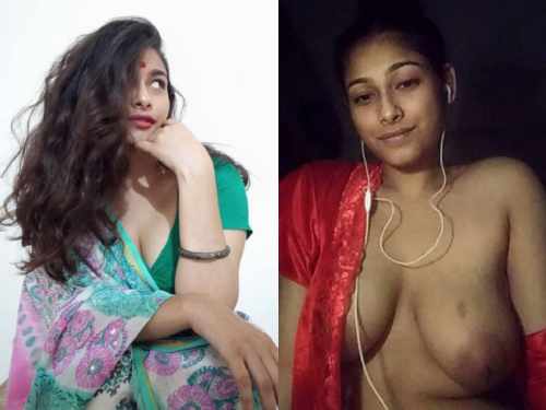 Sexy figure in saree boobs showing on video call