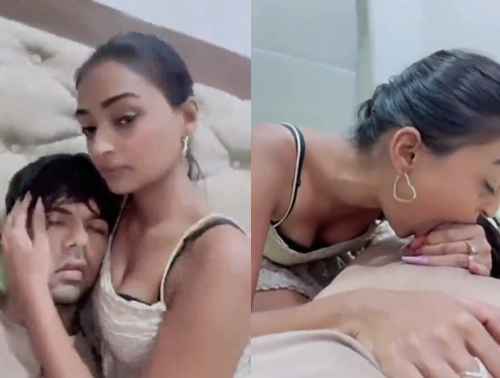 Indian gf gives a handjob and blowjob