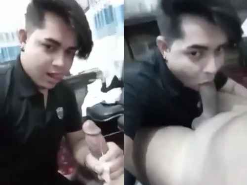 Sucking cute man enjoying a juicy big boner