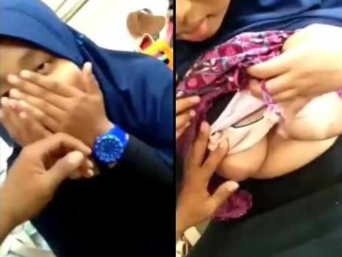 Desi Hijab girl outdoor Boobs show and pussy fingering