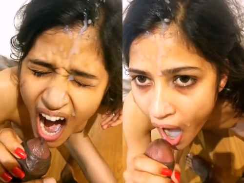 Desi Wife Giving handjob and cum on face and mouth
